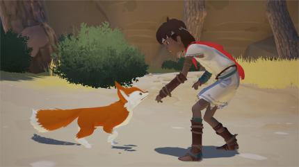 Die Spielfigur aus Rime mit seinem Weggefährten, dem Fuchs.
