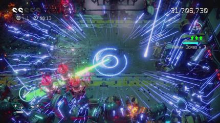 Schick, aber nicht immer praktisch: Im Blitzlichtgewitter von Nex Machina geht die Übersicht schnell flöten.