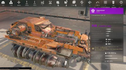 Durchblick auf Knopfdruck: Die orangefarbene Augmented-Reality-Ansicht blendet möglich Andockpunkte für neue Fahrzeugkomponenten gut sichtbar ein. (PC-Screenshot)