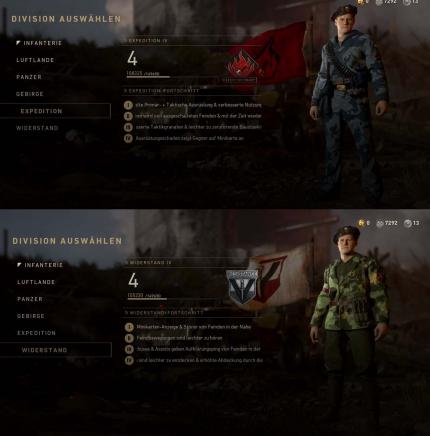 CoD WWII: neue Divisionseigenschaften bei Expedition und Widerstand