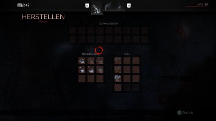 Im umfangreichen Crafting-Menü lassen sich neben Waffen und Tränken auch einige Medikamente herstellen.