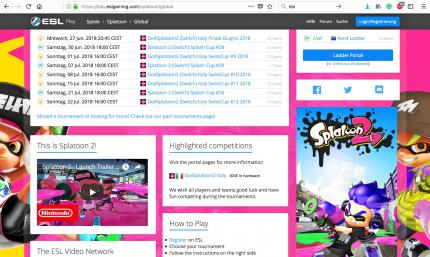 Jeder fängt mal klein an: Wer nach kleineren Splatoon 2-Turnieren sucht, wird unter anderem auf der Webseite der ESL fündig.&nbsp;