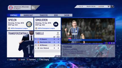 Das Menü aus dem Karrieremodus von FIFA 19.
