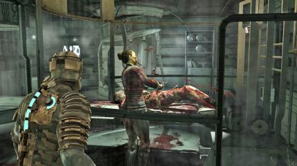 Guten Appetit: Dead Space verzichtet auf klassische Zwischensequenzen und setzt stattdessen – ähnlich wie seinerzeit Half-Life – auf geskriptete Ereignisse.