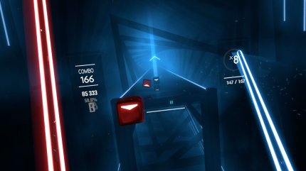 Beat Saber ist schnell zu erlernen, aber aber schwer zu meistern. Der Schwierigkeitsgrad lässt sich aber individuell anpassen.