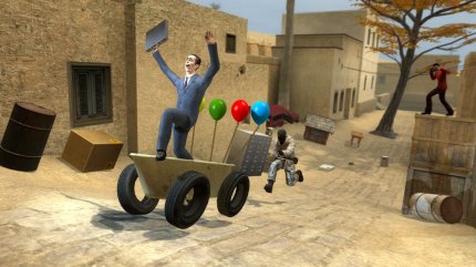 Eine Spielfigur aus Counter-Strike jagt den G-Man aus Half-Life. Wer solchen Schabernack erleben will, wirft am besten einen Blick auf Garry’s Mod, einen Physik-Baukasten aus der Feder der Facepunch Studios (Rust).