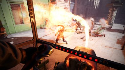 Diese Attacke ist sehr effektiv: Mit Flammenwerfer setzt ihr den Nazis ordentlich zu.
