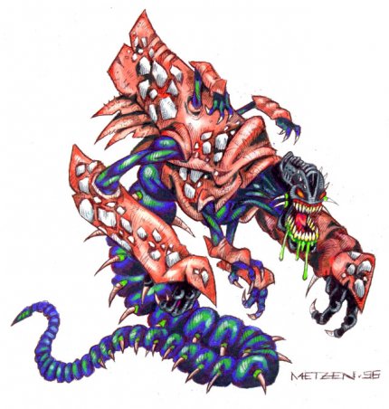 Eine frühe Konzeptzeichnung der Zerg (hier noch als Zurg bezeichnet) aus der Feder von Chris Metzen.