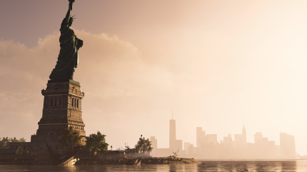 Eine trügerische Ruhe liegt über der Bucht von New York mit der Freiheitsstatue, die wie eh und je über die Hafeneinfahrt wacht.