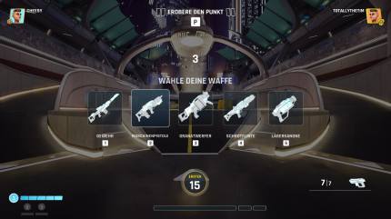 Waffen könnt ihr zu Beginn jeder Phase neu auswählen.