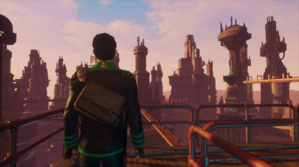 Wir konnten uns an der eindrucksvollen Skyline von Union City kaum satt sehen. Der Cel-Shading-Look tut dem Adventure enorm gut.