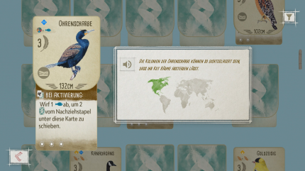 Nach dem Prinzip 'Catch 'em all' fügen wir bereits ausgespielte Vogelkarten unserem Index hinzu. Hier können wir verweilen und ein wenig unnützes Vogel-Wissen in uns aufsaugen.