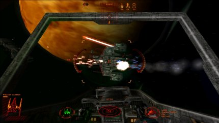 Der Lagg, der hier vor der Nase des Piloten vorbeizischt, ist ein mittelgroßer Jäger der Koalition. Seine ohnehin starken Schilde laden sich nach Treffern schnell wieder auf.