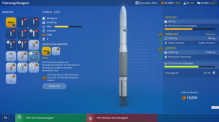 In Mars Horizon werden die Raketen sehr simpel aus Oberstufe und Booster zusammengebaut. Eine Herausforderung sucht man hier vergeblich.