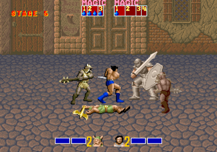 Das zu dritt im Koop spielbare Fantasy-Hack’n’Slay Golden Axe (1989) war Segas Antwort auf das damals immens erfolgreiche, jedoch nur zu zweit spielbare Double Dragon (1987) von Publisher Taito.