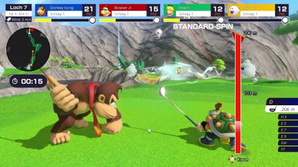 Manchmal sind aus Mario-Games bekannte Objekte oder Figuren auf den Kursen als Hinernisse platziert, doch allgemein fehlt es den Golfplätzen etwas an Kreativität.