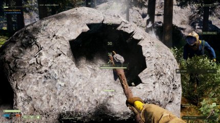 Diggy diggy hole! Wenn ihr einen Stein mit eurer Hacke bearbeitet, dann bekommt der sogar Löcher. Schönes Detail!