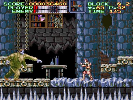Frankensteins Monster lauert uns am Ende eines wahrlich ätzenden Levels auf. Zum Glück ist der langsame Riese einigermaßen leicht zu besiegen.