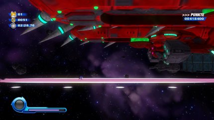 Sonic kämpft im Spiel gegen ganze Raumschiffe. Dabei reicht Buttonmashing.