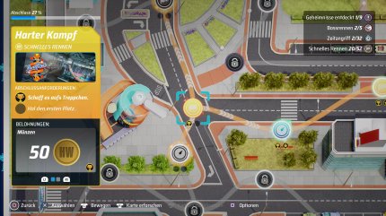 Die Übersichtskarte der Kampagne erinnert stark an die Spielteppiche, auf denen Kinder gerne mit ihren Hot Wheels herumdüsen.
