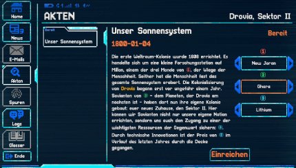Die Informationen, die man im Verlaufe des Spiels bekommt, müssen in die verschiedenen Akten eingetragen werden.&nbsp;