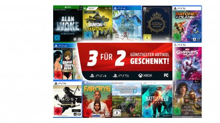 2 Spiele bezahlen, 3 bekommen - jetzt bei Media Markt und bei Amazon.
