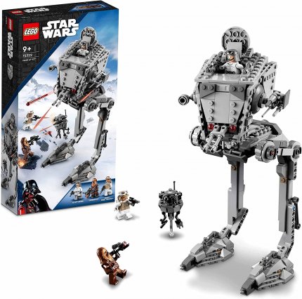 Derzeit das beliebteste Lego bei Amazon: Star Wars AT-ST auf Hoth mit Figuren von Chewbacca, AT-ST Hoth-Pilot und Rebellensoldat.
