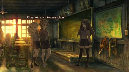 Im alten Schulgebäude zeigt sich besonders schön der charakteristische Zeichenstil von Vanillaware. Das weiche Licht, das auf die strukturierten Oberflächen fällt, macht das hölzerne Gebäude aus den 1940ern zu einem unserer liebsten Orte.