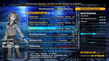 Um sich bestmöglich auf den Kampf vorzubereiten, können wir hier die Bewaffnung und die Eigenschaften des Sentinels anpassen. Für die Switch-Version bekommt jeder Charakter übrigens zwei zusätzliche Waffen.