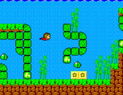 Die Entwicklung von Alex Kidd in Miracle World beginnt ebenfalls im Jahr 1984. Auf dem Markt ist Super Mario Bros. der Sega-Konkurrenz (die später unter anderem mit Fahrzeugen auftrumpft) allerdings um mehr als ein Jahr voraus.