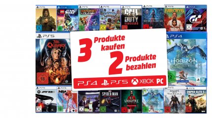 Bei der 3 für 2-Aktion bei Media Markt kann man sich God of War Ragnarök - Launch Edition oder ein anderes Topgames 'gratis' sichern.