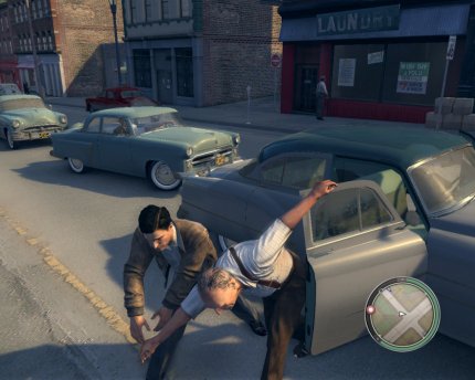 Manchmal weht eben doch ein Hauch von Grand Theft Auto durch Mafia – etwa, wenn ihr kurzerhand einen Wagen klaut und dazu einen Zivilisten aus seinem Auto zerrt.