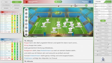 Die Spieltagsübersicht - auf Wunsch werden euch oben im Fenster auch noch rudimentäre Torszenen angezeigt.