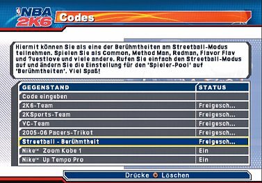 NBA 2K6 - Cheats