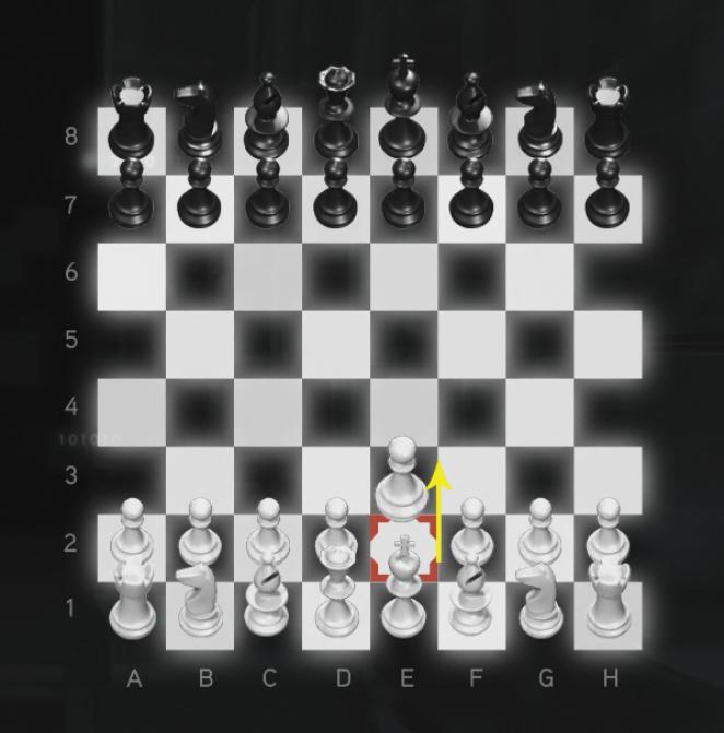 Assassin's Creed: Brotherhood Komplettlösung: Glyphen-Rätsel Nr. 1: Mit dem Volk, das sich vom Souverän trennt, ist natürlich der Bauer über dem König auf E2 gemeint. Stellt ihn auf E4 und das Schachrätsel ist gelöst.