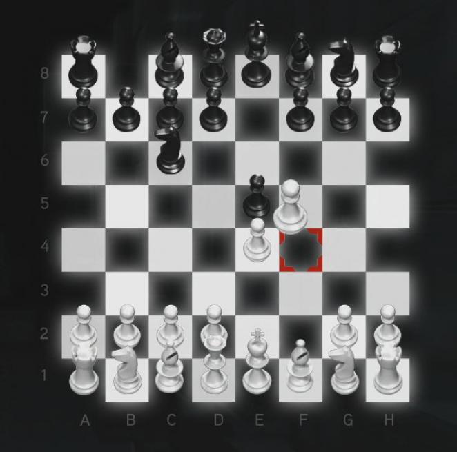 Assassin's Creed: Brotherhood Komplettlösung: Glyphen-Rätsel Nr. 3: Nehmt den rechten Bauern von F4 und schmeißt damit die schwarze Figur auf E5.