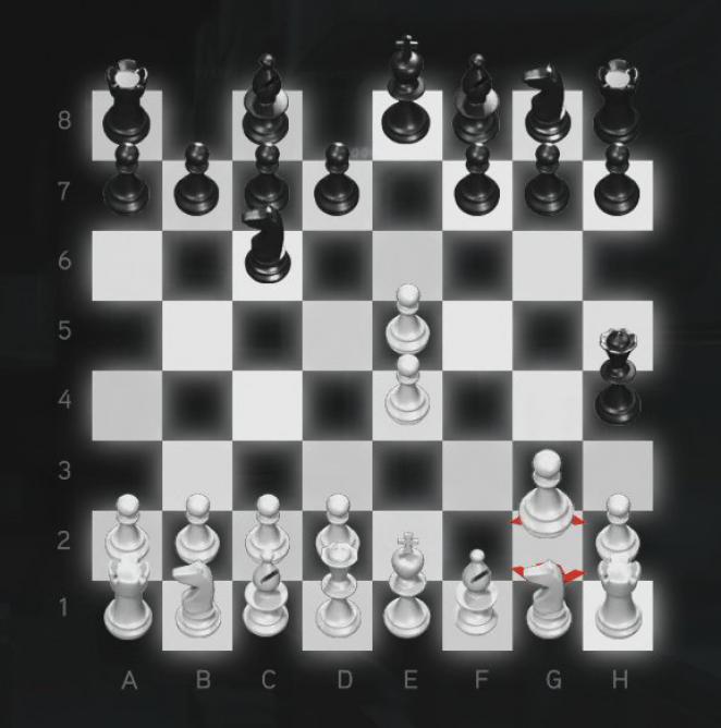 Assassin's Creed: Brotherhood Komplettlösung: Glyphen-Rätsel Nr. 4: Die schwarze Dame hat eurem König Schach angesagt. Opfert den Bauern auf G2, indem ihr ihn zwischen Dame und König auf G3 stellt.