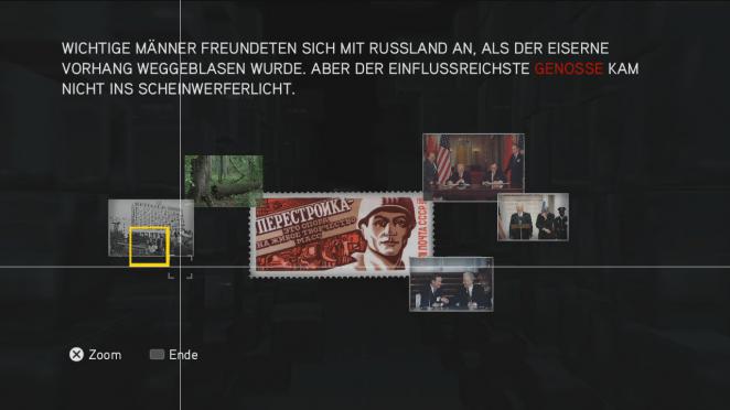 Assassin's Creed: Brotherhood Komplettlösung: Glyphen-Rätsel Nr. 6: Auf dem Foto ganz links demaskiert der Rotfilter ein Templerabzeichen am Rücken des Kameramannes. (1)