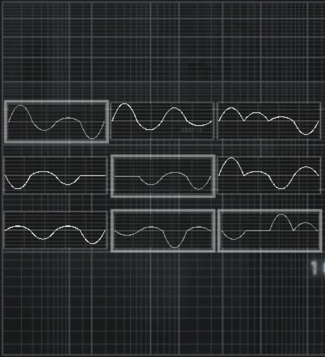 Assassin's Creed: Brotherhood Komplettlösung: Glyphen-Rätsel Nr. 8: Eine Vermengung der vier umrahmten Muster ergibt die benötigte Sinuskurve.