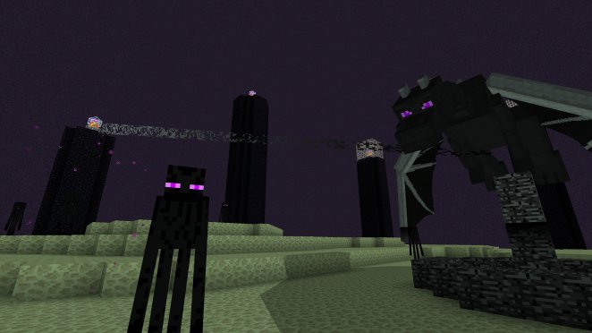 In Minecraft gibt es drei Dimensionen: Oberwelt, Nether und das Ende. Die schlaksigen Endermen bewohnen das Ende. Sie können sich teleportieren und greifen nur an, wenn sie selbst attackiert werden.