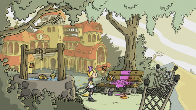 Unser Klassenkamerad, der bis eben noch auf der Bank saß, scheint wohl verschwunden zu sein.