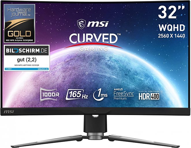 MSI MPG ARTYMIS 323CQRDE, 32 Zoll Gaming-Monitor 1000R Curved, 2.560 x 1.440 (WQHD), 165 Hz
