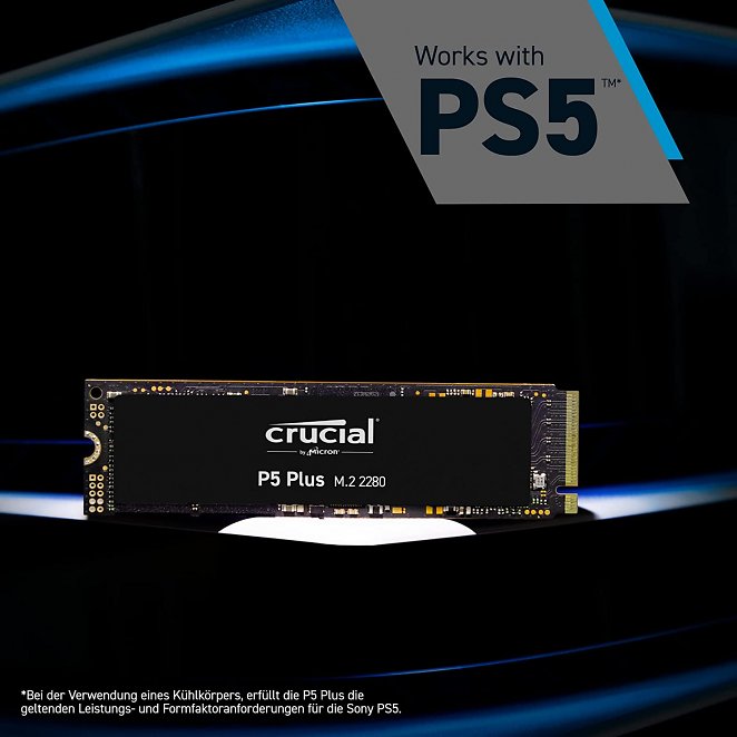 Crucial P5 Plus 2TB PCIe 4.0 3D NAND NVMe M.2 Gaming Solid State Laufwerk, bis zu 6600MB/s - CT2000P5PSSD8
