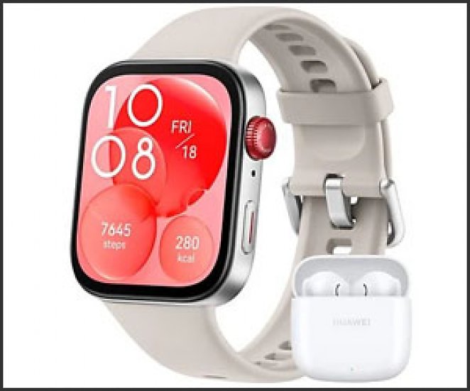 HUAWEI FIT 3 + Freebuds SE 2 (weiß) Smartwatches Aluminiumlegierung Fluorelastomer-Armband, 130-210 mm