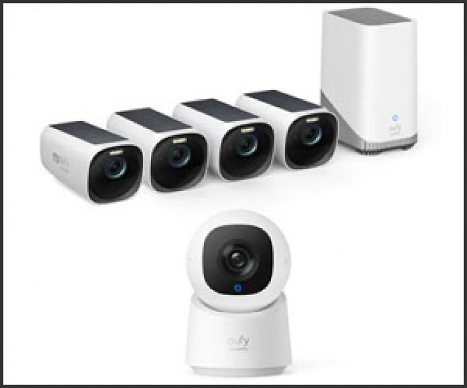eufyCam 3 Starter-Set 4+1 - 4er-Kameraset mit HomeBase 3 + Indoor Cam C220