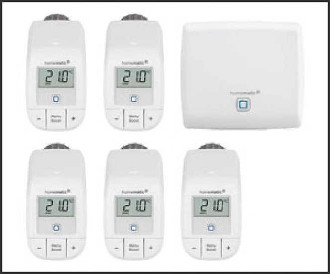 Homematic IP Starter Set Heizen mit 5 Heizkörperthermostaten Basic