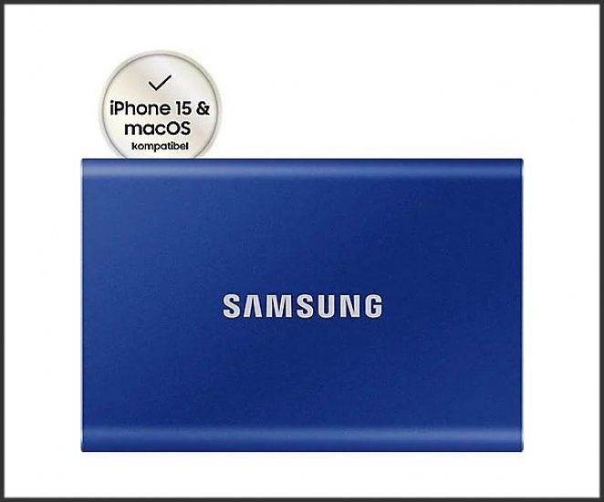 SAMSUNG Portable SSD T7 PC/Mac Festplatte, 2 TB SSD, extern, Indigo blue