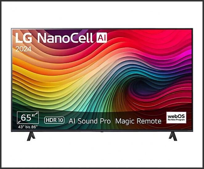LG 65NANO81T6A NanoCell TV (Flat, 65 Zoll / 165 cm, UHD 4K, SMART TV, webOS 24 mit LG ThinQ)