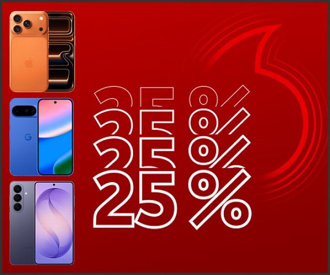 Vodafone-Aktion: 25% Rabatt, mehr Daten, Zusatz-Rabatt bei GigaMobil XS - mit jedem Smartphone kombinierbar