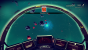 No Man's Sky (PC): Das blaue Wölkchen stellt einen "explodierenden" Asteroiden dar. Ein paar mehr Effekte wären schön gewesen.